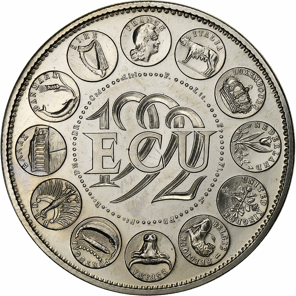 Francia, medaglia, Ecu Europa, Marianne, 1992, Rame-nichel, SPL