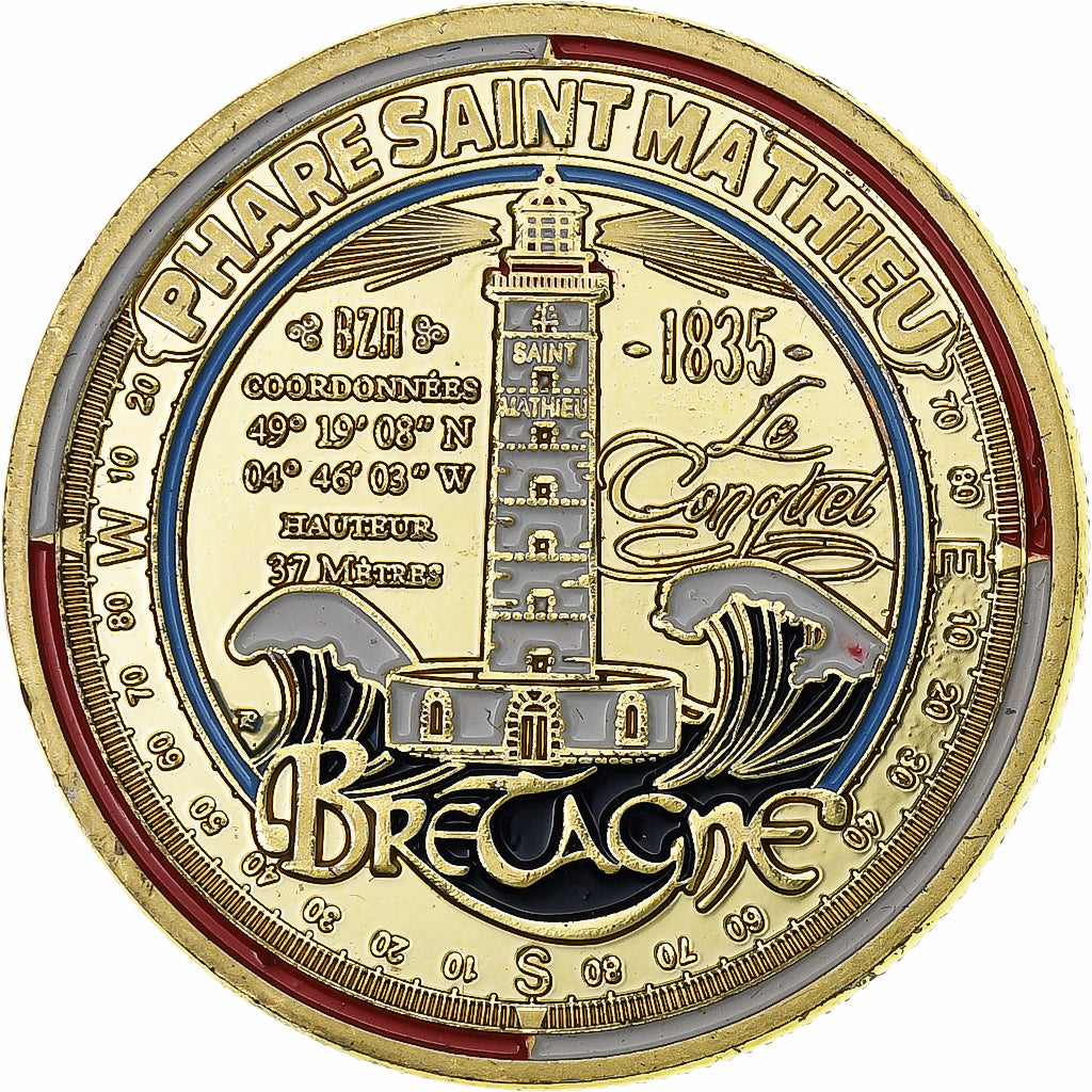 France, Medal, Phare Saint Mathieu, Bretagne, Copper-nickel Aluminium, MS(63)