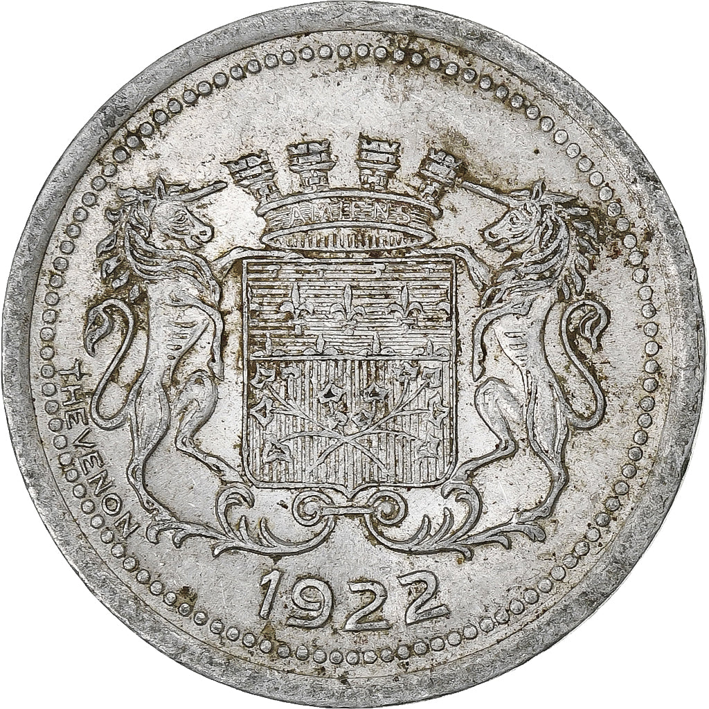 França, Chambre de commerce d'Amiens, 10 Centimes, 1922, EF(40-45), Alumínio
