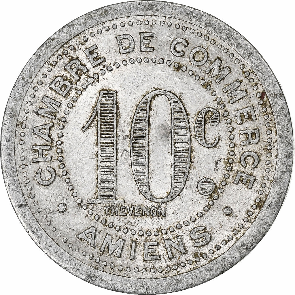 França, Chambre de commerce d'Amiens, 10 Centimes, 1922, EF(40-45), Alumínio