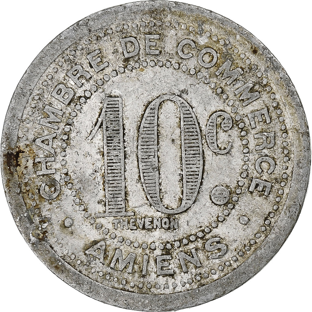 França, Chambre de commerce d'Amiens, 10 Centimes, 1922, VF(30-35), Alumínio