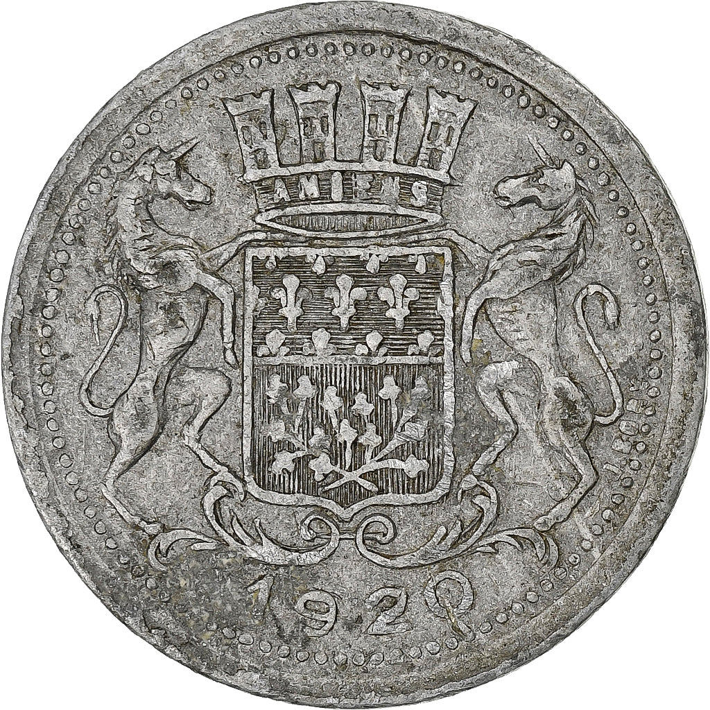 Francia, Chambre de commerce d'Amiens, 10 Centimes, 1920, BC+, Aluminio