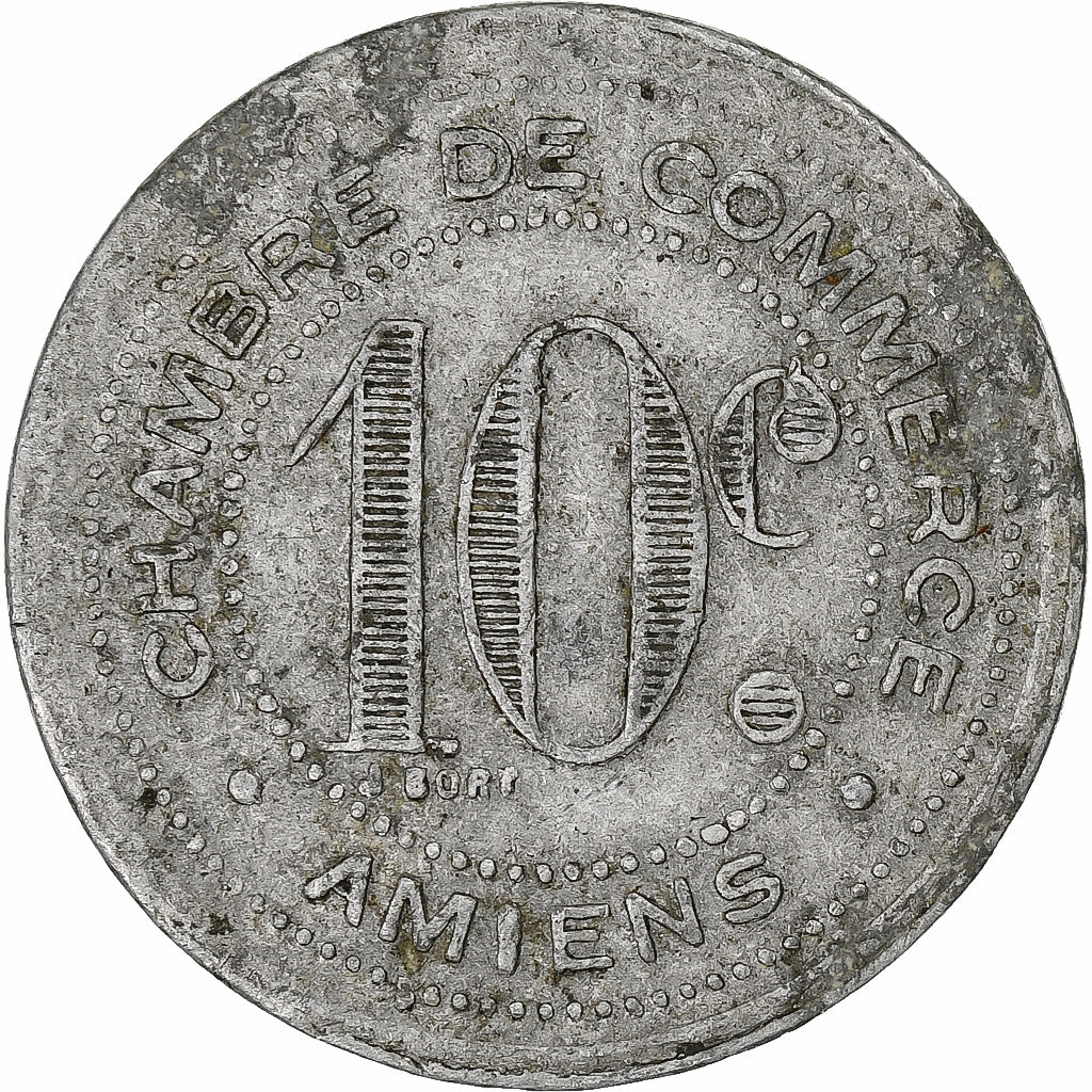 Francia, Chambre de commerce d'Amiens, 10 Centimes, 1920, BC+, Aluminio