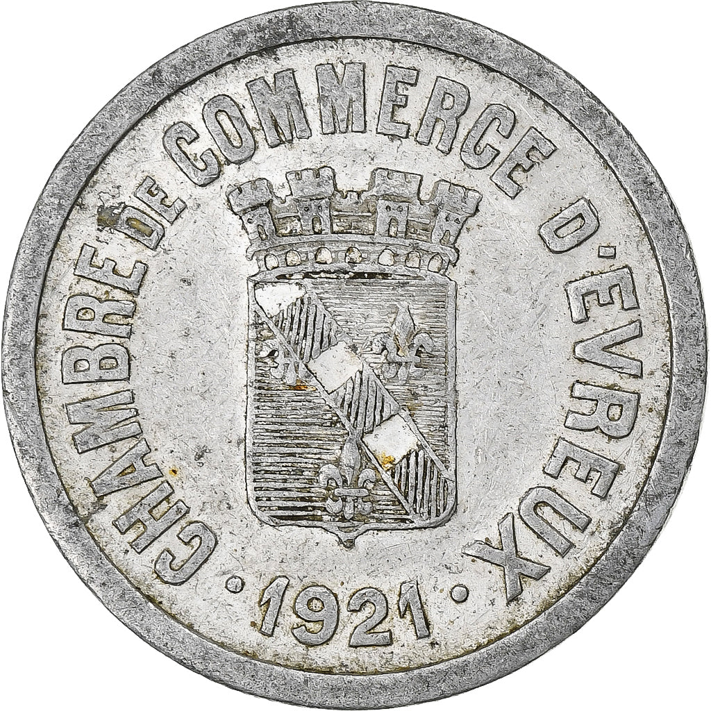 França, Chambre de commerce d'Evreux, 25 Centimes, 1921, VF(30-35), Alumínio