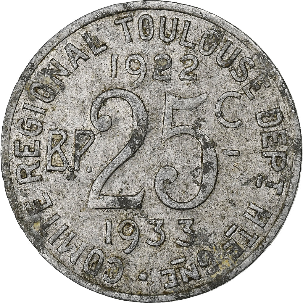 França, Comité du sud-ouest, 25 Centimes, 1922-1933, Toulouse, EF(40-45)
