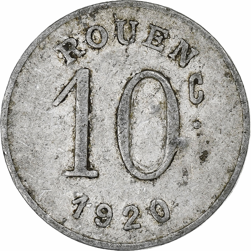 França, Ligue des commerçants rouennais, 10 Centimes, 1920, VF(20-25)