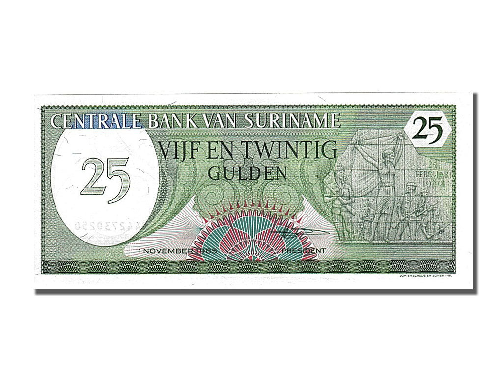 Banknote, Suriname, 25 Gulden, 1985, 1985-11-01, KM:127b, UNC(65-70)