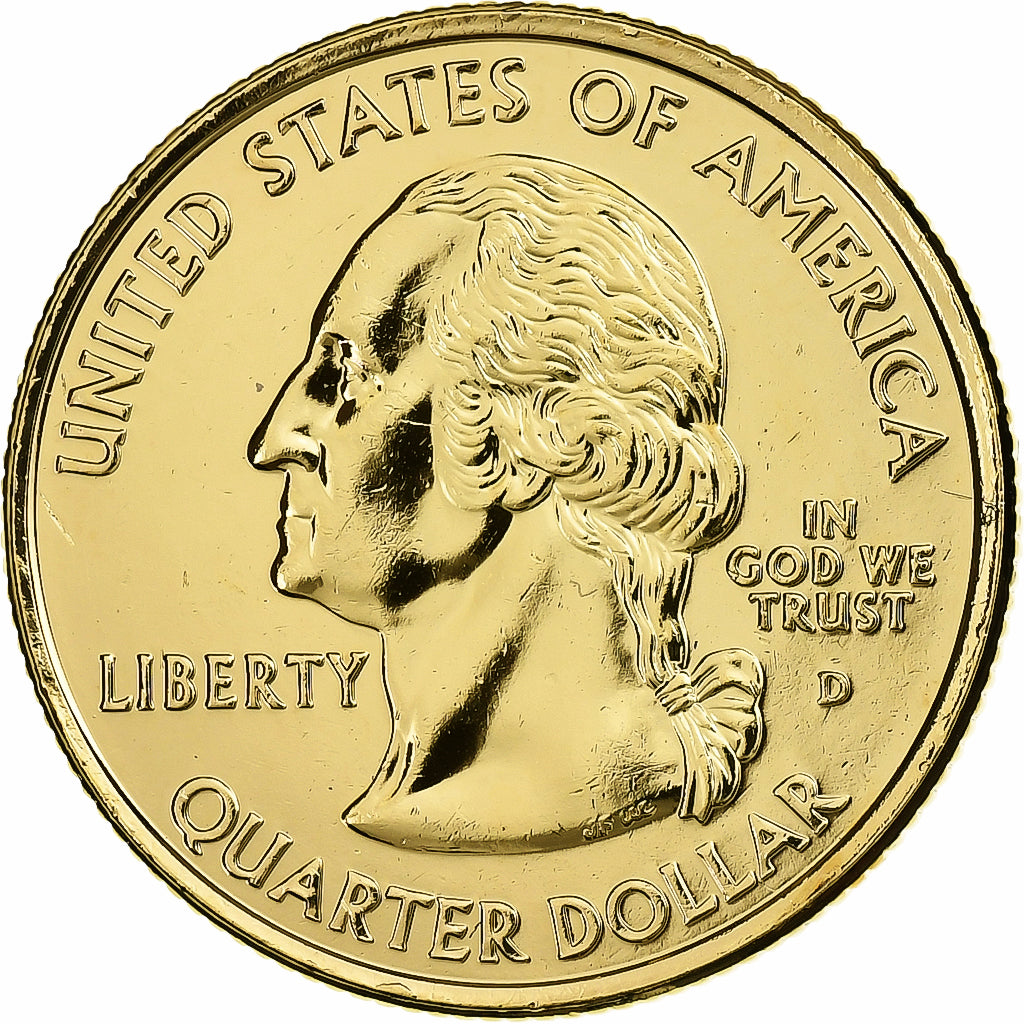 Stati Uniti, Quarter, Quarter Dollar, 2001, U.S. Mint, New York 1788, Doratura