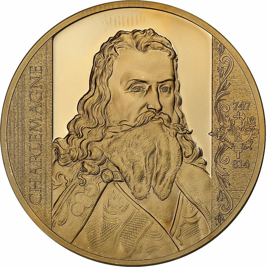 France, Medal, Les plus Grands Français, Charlemagne, Copper Gilt, MS(65-70)