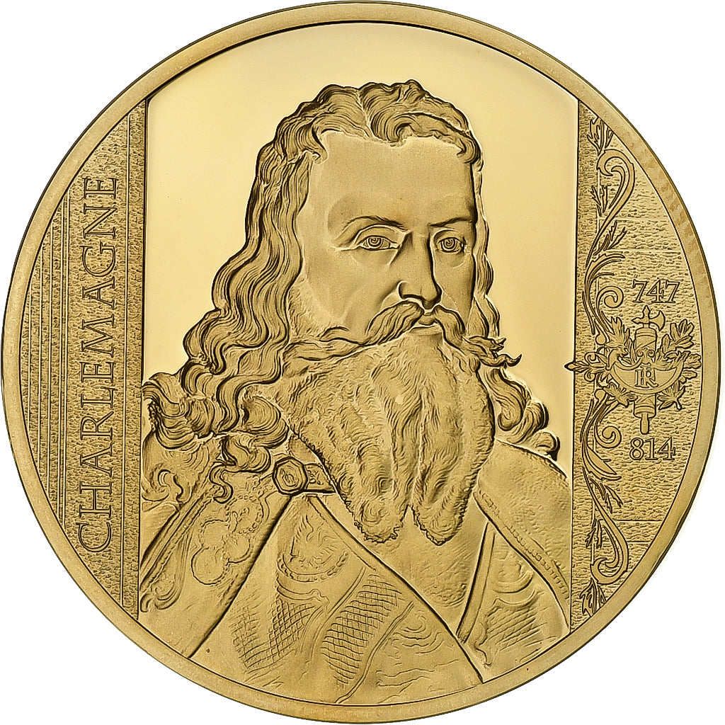Frankreich, Medaille, Les plus Grands Français, Charlemagne, Copper Gilt, STGL