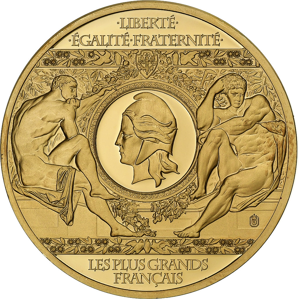 Frankreich, Medaille, Les plus Grands Français, Charlemagne, Copper Gilt, STGL