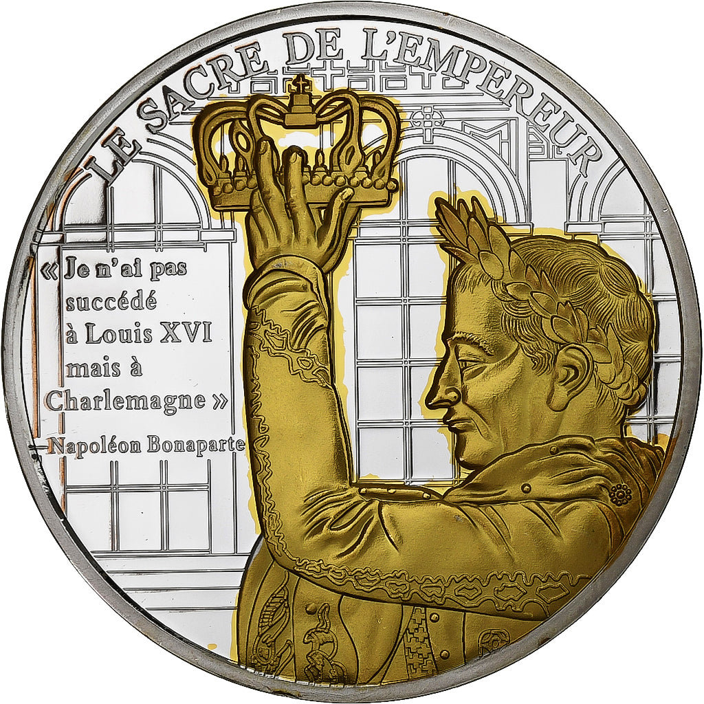 França, medalha, La vie de Napoléon Bonaparte, le Sacre de l'Empereur, Prata