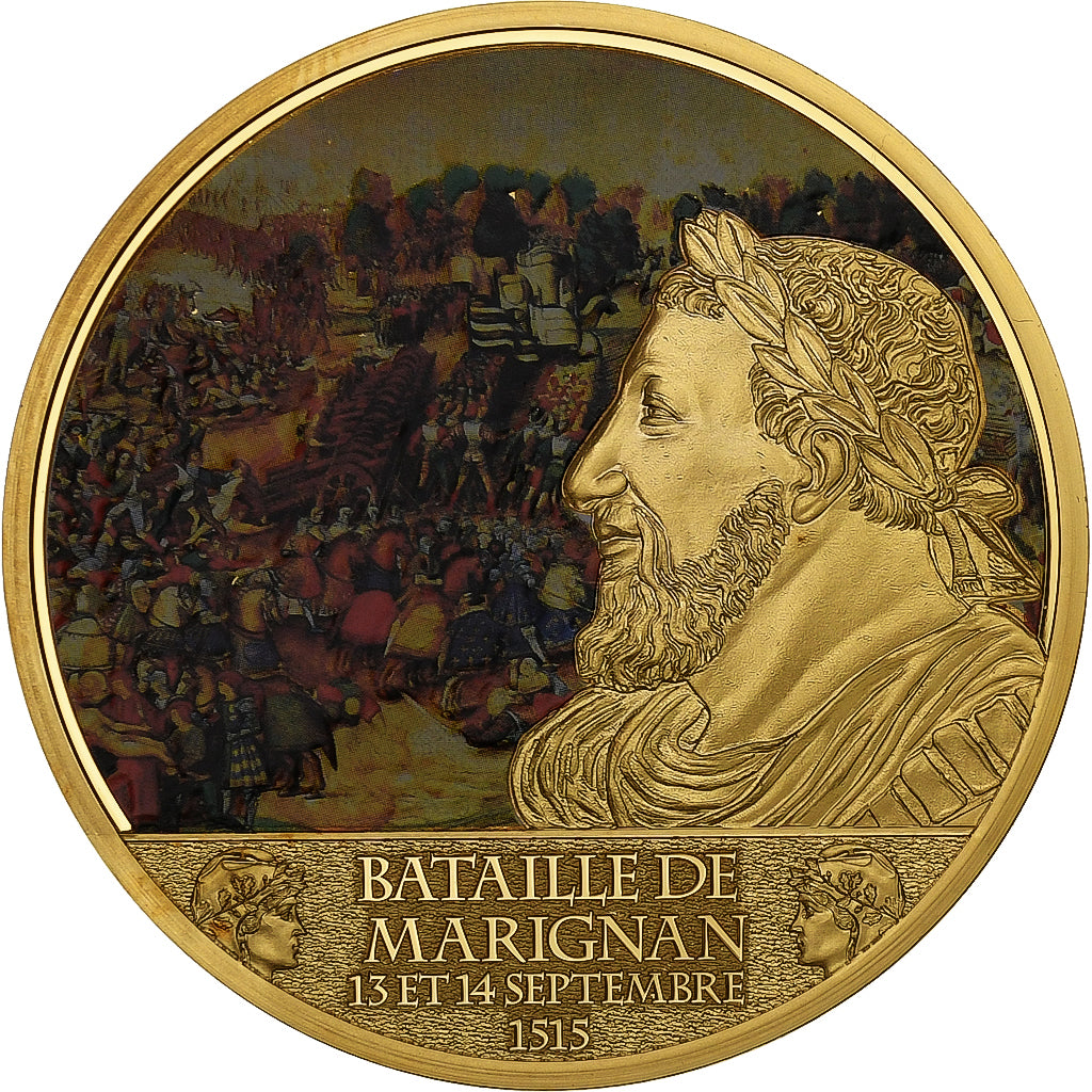 France, Medal, La bataille de Marignan, Septembre 1515, Copper Gilt, MS(65-70)
