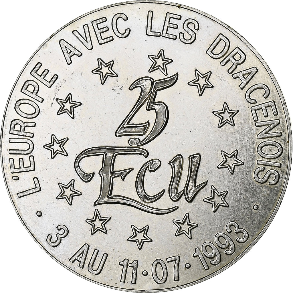 Francja, 25 Ecu, Draguignan, 40ème Foire de l'Olive, 1993, Srebro, Cardot