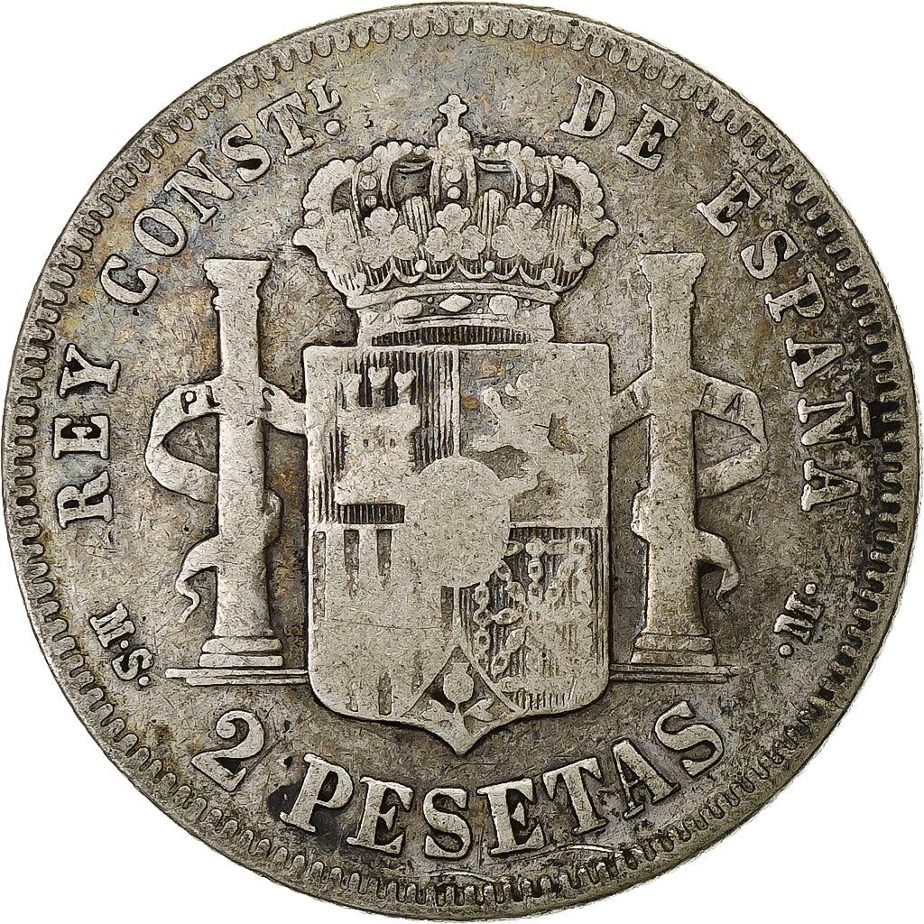 Coin, Spain, Alfonso XII, 2 Pesetas, 1882, Madrid, VF(30-35), Silver, KM:678.2