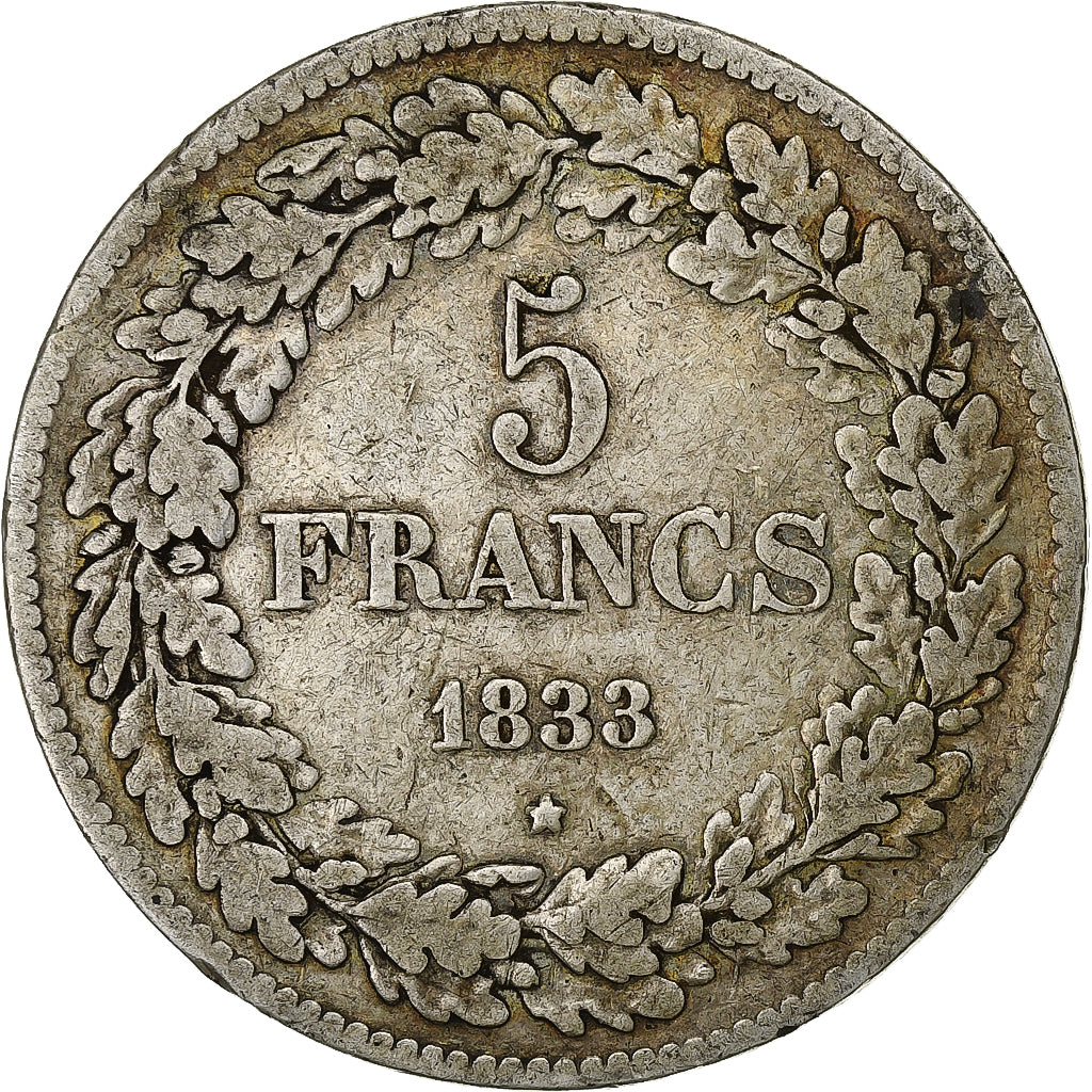 Belgique, Leopold I, 5 Francs, 5 Frank, 1833, Argent, TB+, KM:3.1