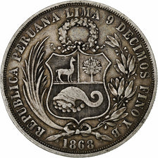 Perù, SOUTH PERU, Sol, 1868, Lima, Argento, BB, KM:196.3
