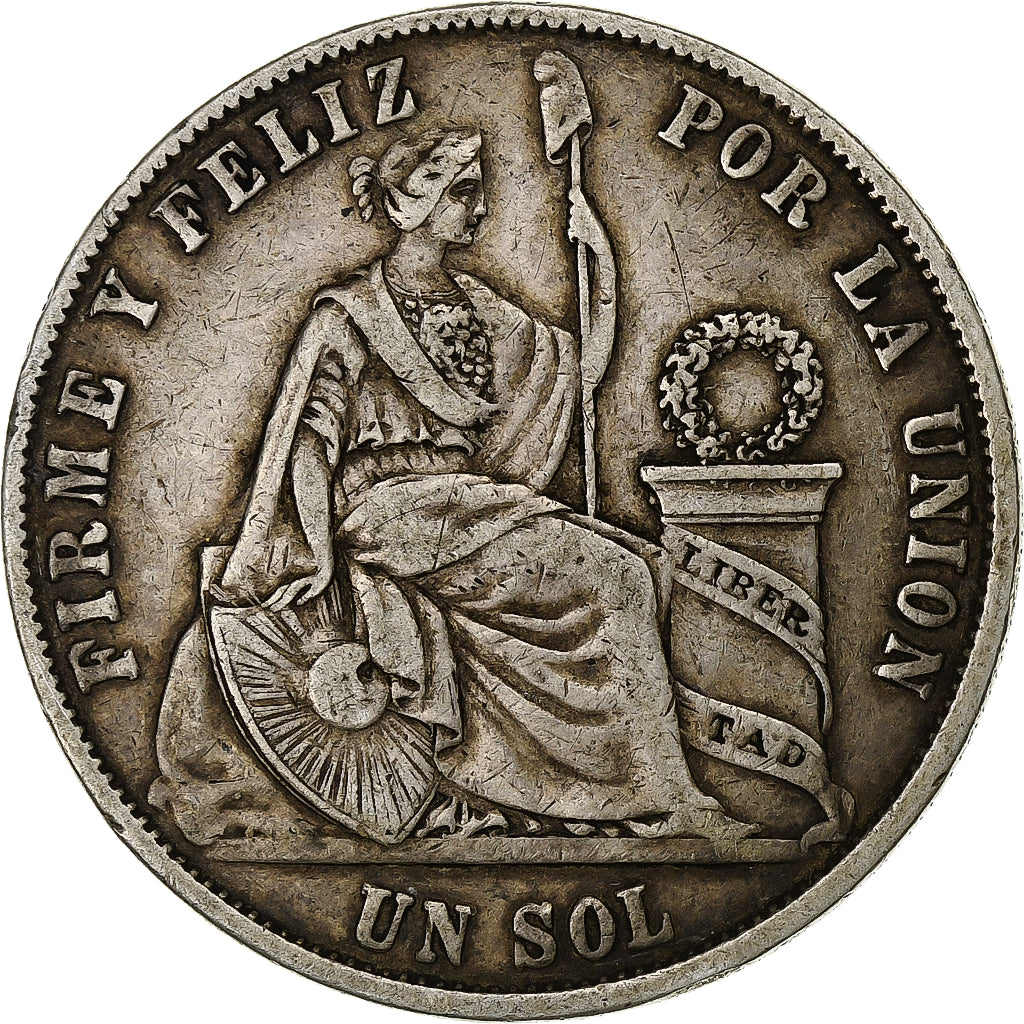 Perù, SOUTH PERU, Sol, 1868, Lima, Argento, BB, KM:196.3