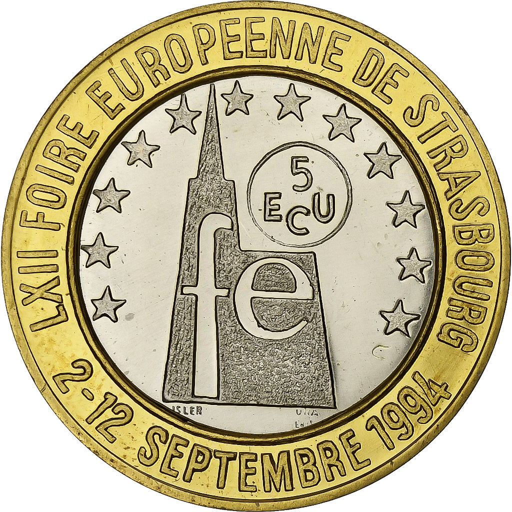 Francia, medaglia, 5 Ecus de Strasbourg, 1994, Bi-metallico, SPL