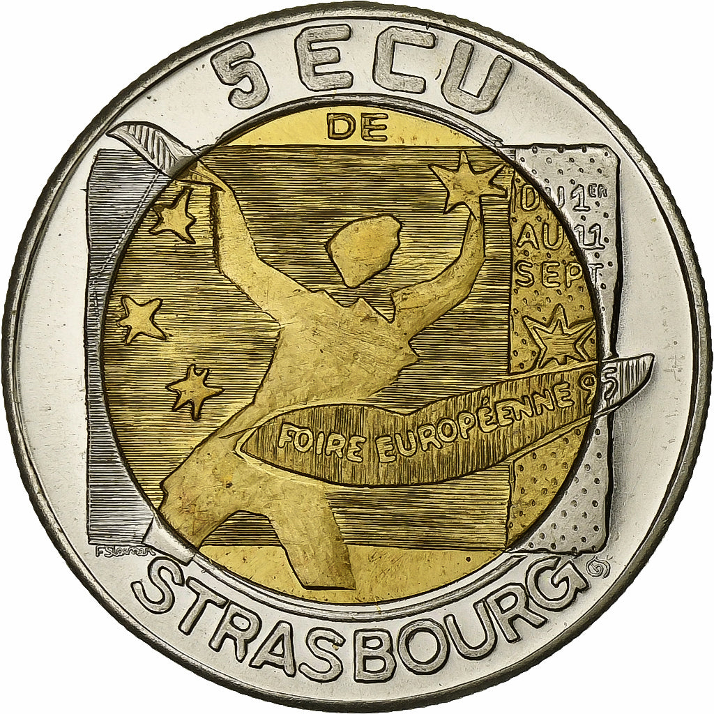 Francia, medaglia, 5 Ecus de Strasbourg, 1995, Bi-metallico, SPL