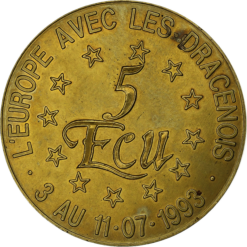 Francia, 5 Ecus, Draguignan, 40ème Foire de l'Olive, 1993, Alluminio, Cardot