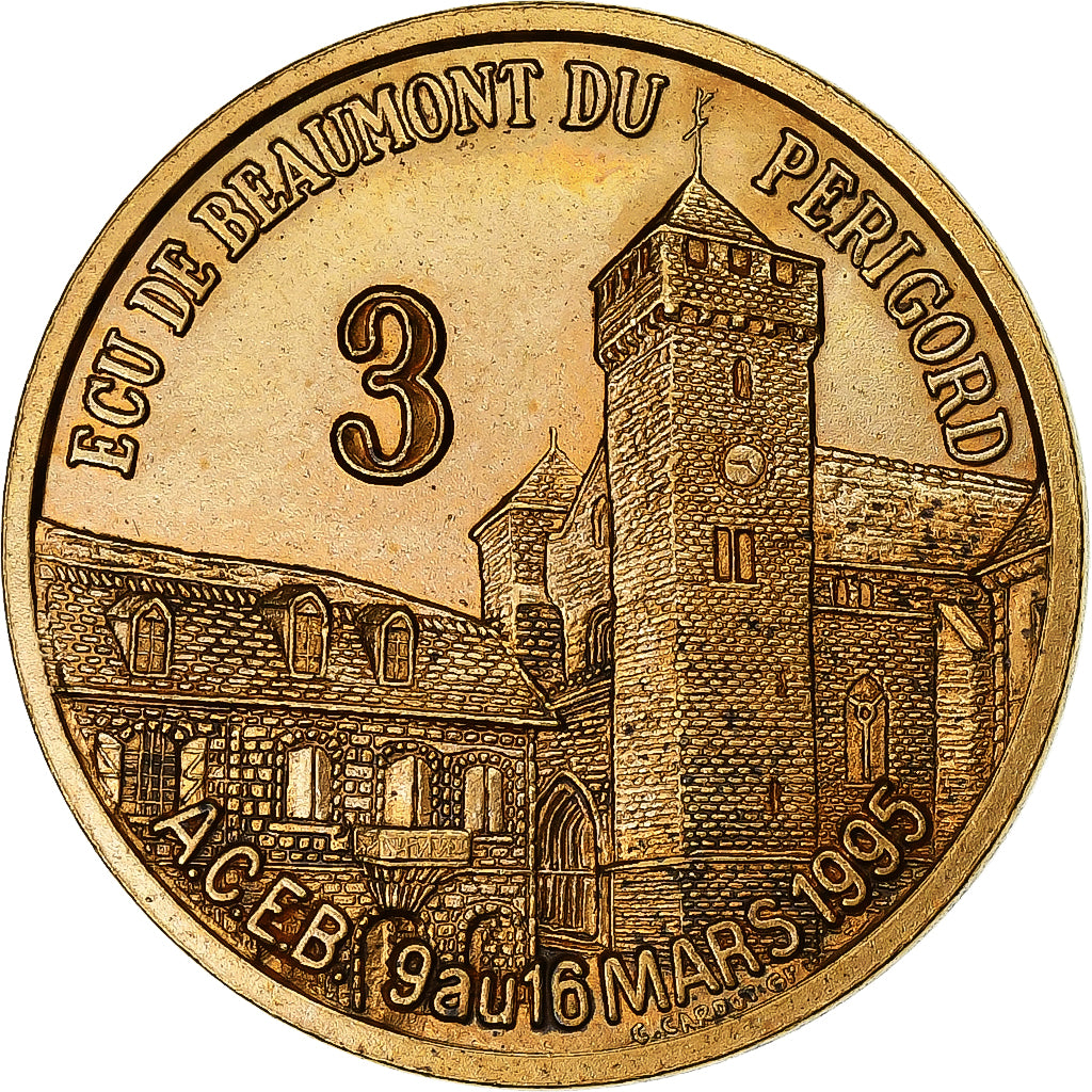 Francia, medaglia, Euros des Villes, 3 Ecu de Beaumont du Périgord, 1995, Rame