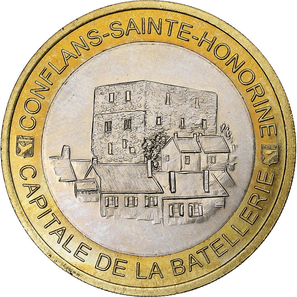França, medalha, 10 Ecus Conflans-Sainte-Honorine, 1995, Bimetálico, AU(55-58)