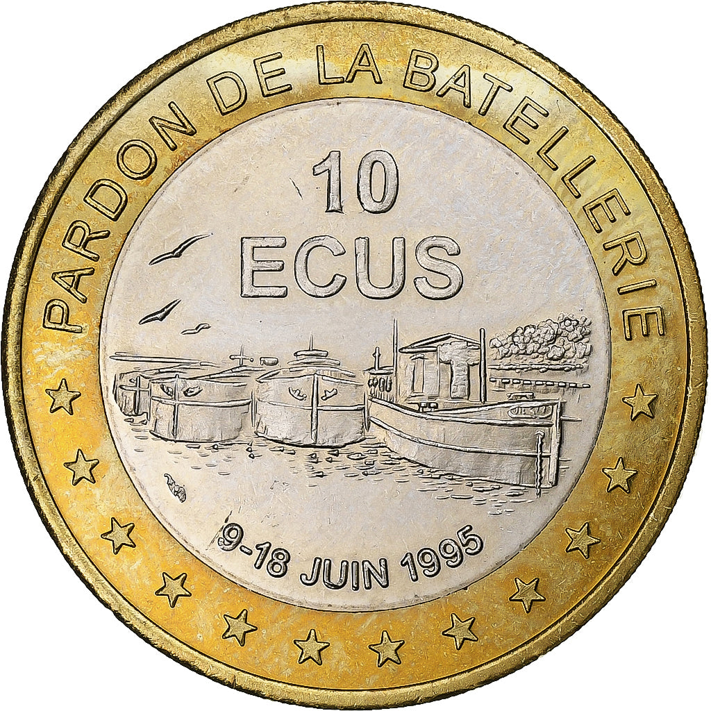 França, medalha, 10 Ecus Conflans-Sainte-Honorine, 1995, Bimetálico, AU(55-58)