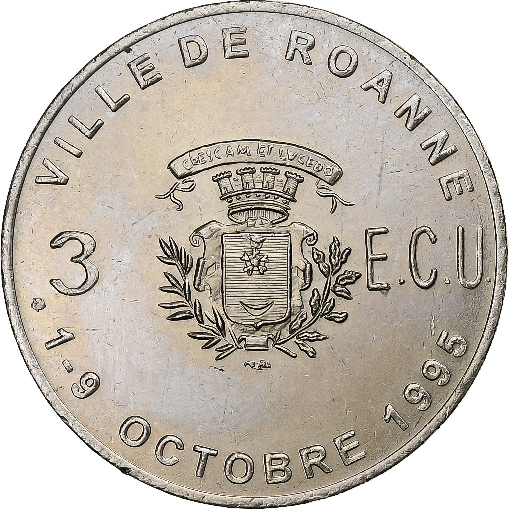 France, 3 Ecu, Roanne, 1995, AU(55-58)