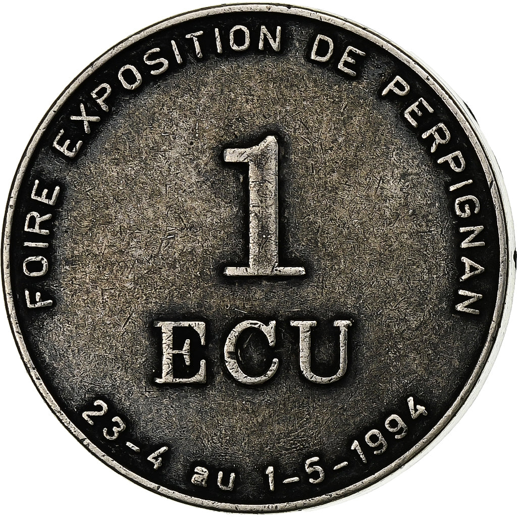 France, Ecu, Perpignan la catalane, 1994, Nickel, AU(55-58)