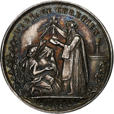 France, Medal, Mariage Chrétien, 1850, Silver, AU(55-58)