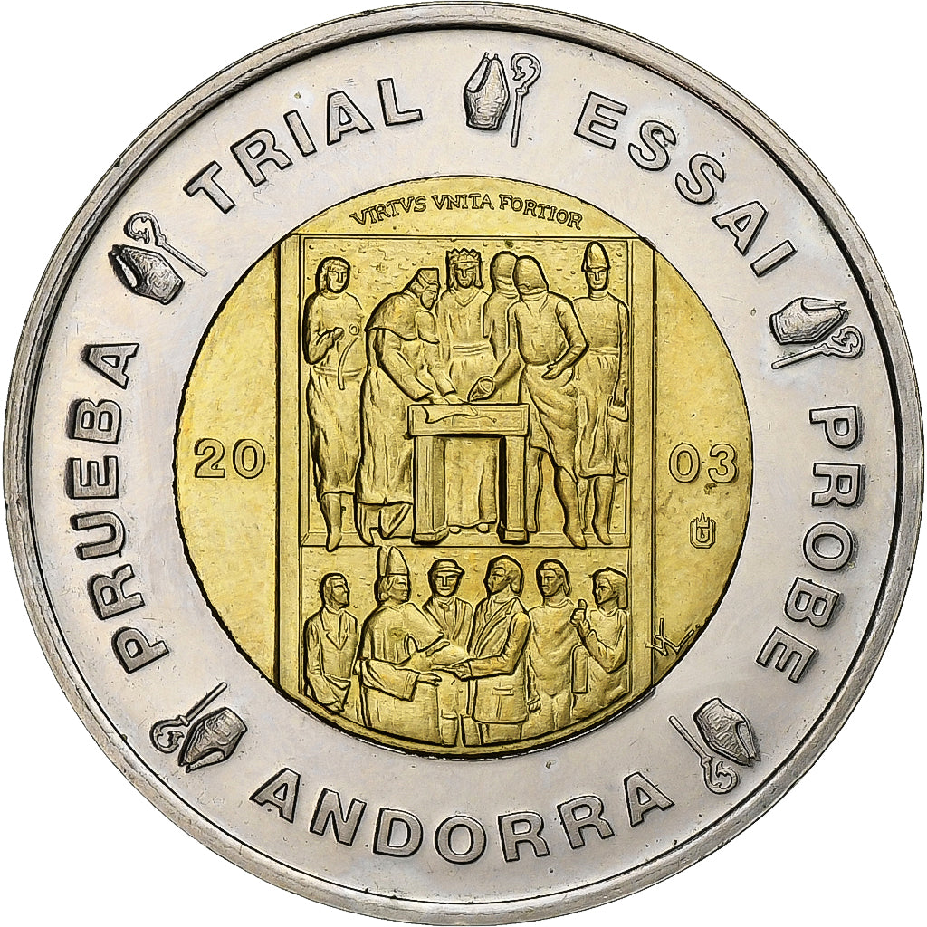 Andorra, 2 Euro, 2003, Copper, unofficial private coin, MS(63)