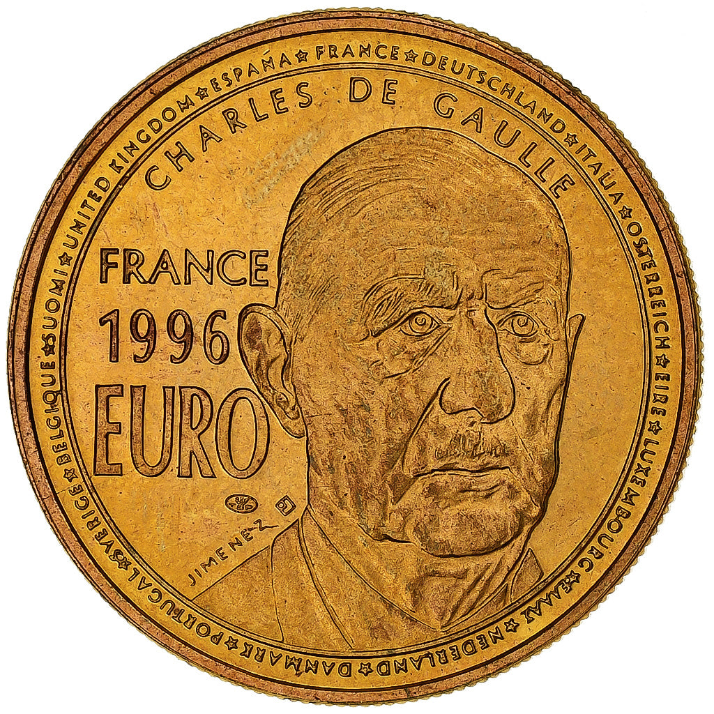 Frankreich, Medaille, Charles De Gaulle, 1 Euro Essai, 1996, Copper Gilt