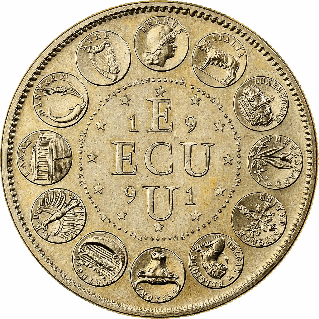 Francja, medal, Ecu Europa, Marianne, 1991, Bronze Florentin, Rodier, MS(63)