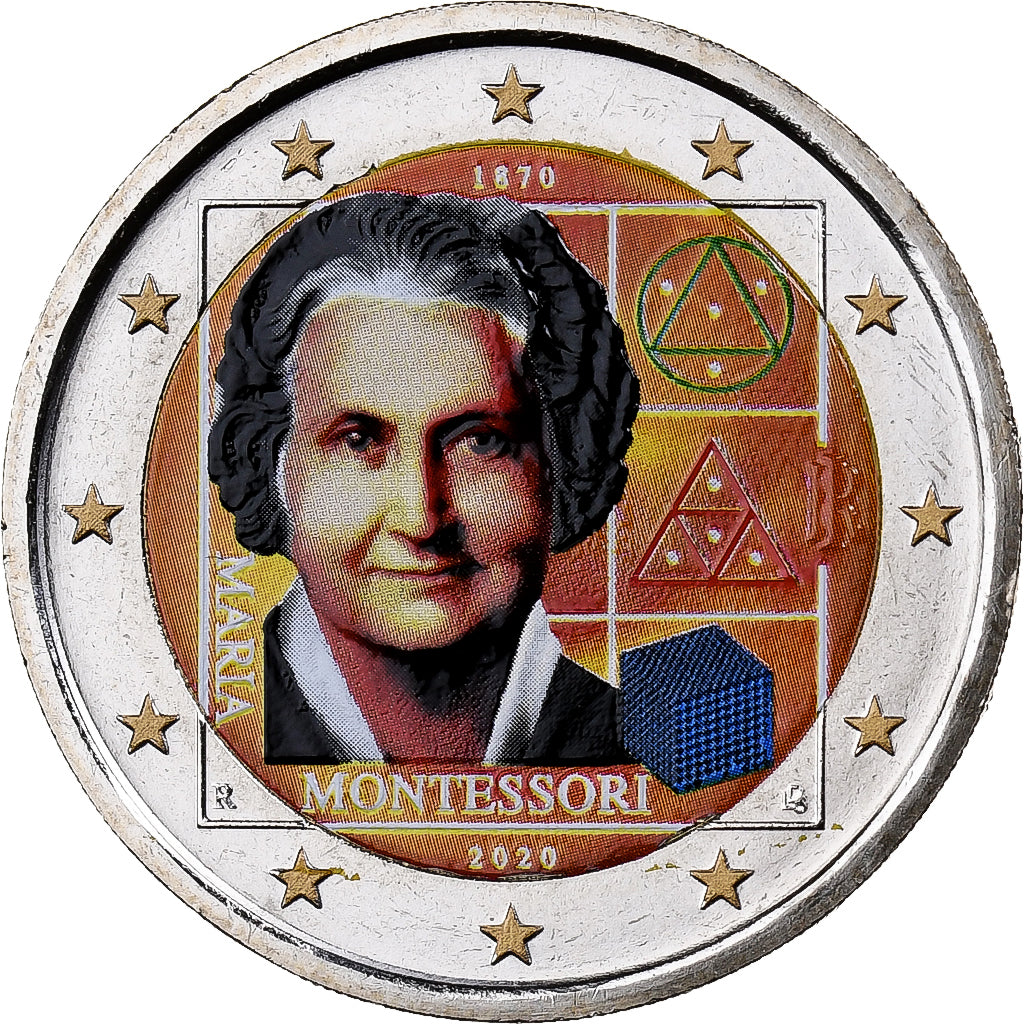 Italie, 2 Euro, Montessori, Colorisé, 2020, Bimétallique, SPL, KM:New