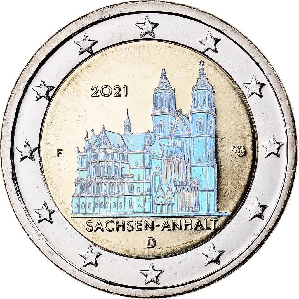 Allemagne, 2 Euro, Sachsen-Anhalt, Colorisé, 2021, Stuttgart, Bimétallique