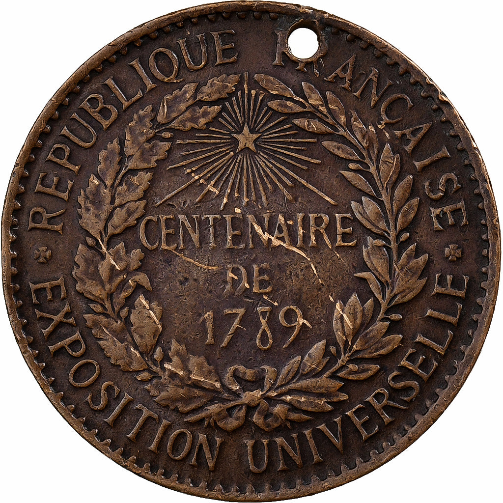 Francia, ficha, Exposition universelle de Paris, 1889, Bronzo, Barre, BB