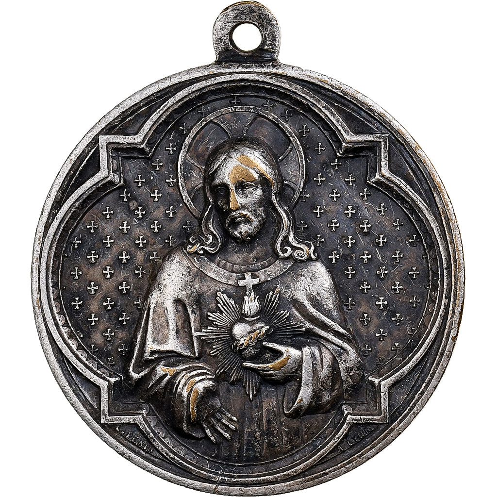 France, Medal, Sacré Coeur de Jésus, Silvered bronze, AU(50-53)