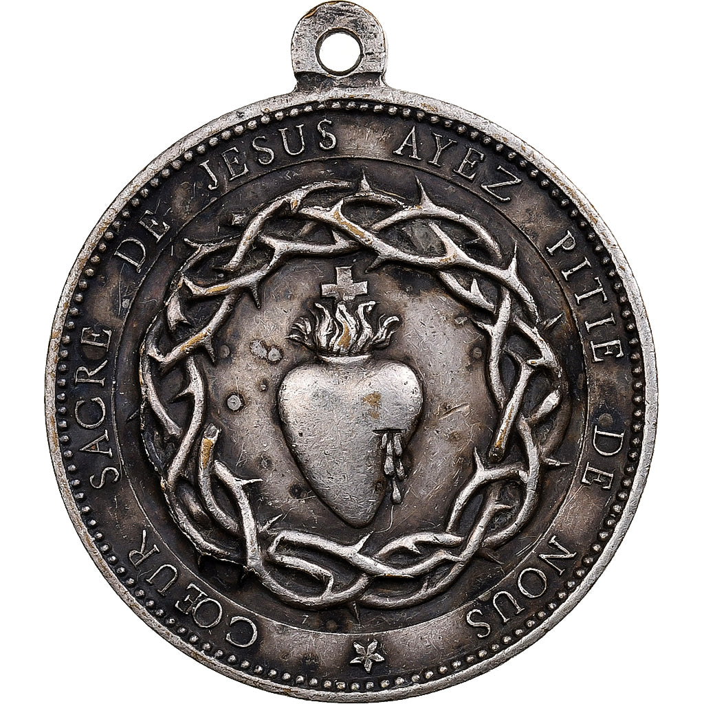 France, Medal, Sacré Coeur de Jésus, Silvered bronze, AU(50-53)
