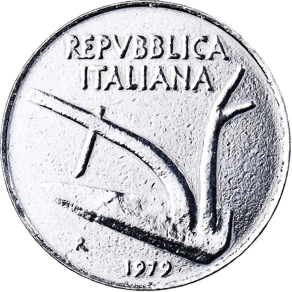 Italy, 10 Lire, 1979, Mucha, Aluminum, AU(55-58)