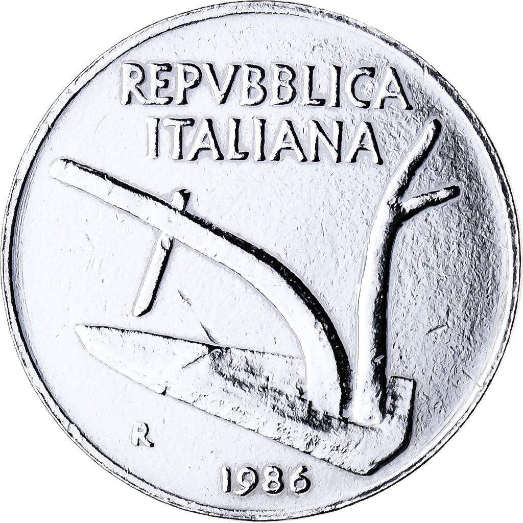 Italia, 10 Lire, 1979, Mucha, Aluminio, EBC