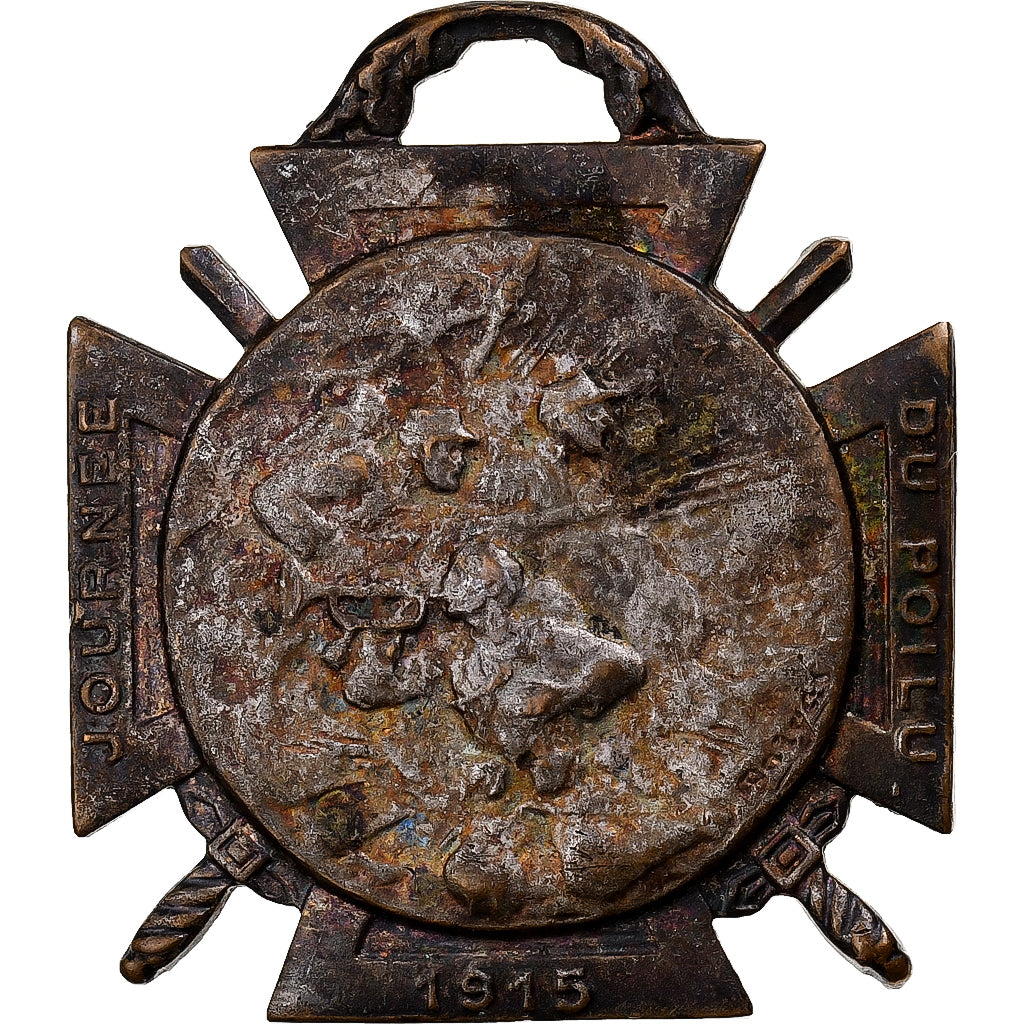 France, Journée du poilu, WAR, Medal, 1915, Very Good Quality, Bronze, 35