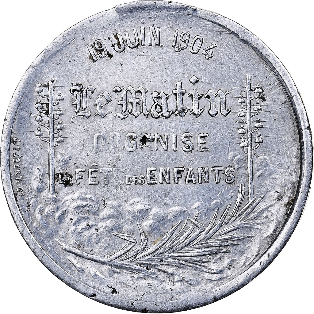 Frankreich, betaalpenning, Le Matin, Fête des Enfants, 1904, Aluminium, S