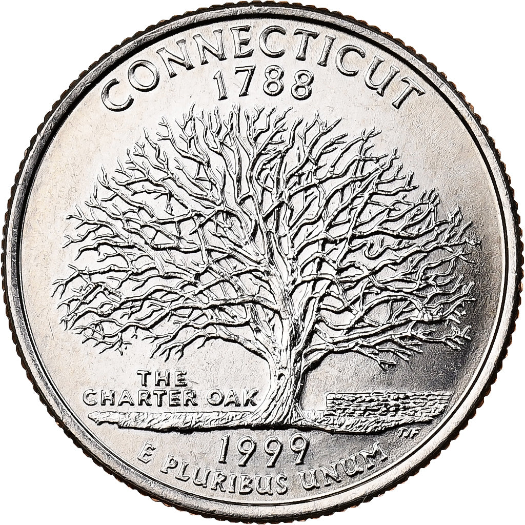United States, Quarter, Quarter Dollar, 1999, U.S. Mint, Connecticut 1788