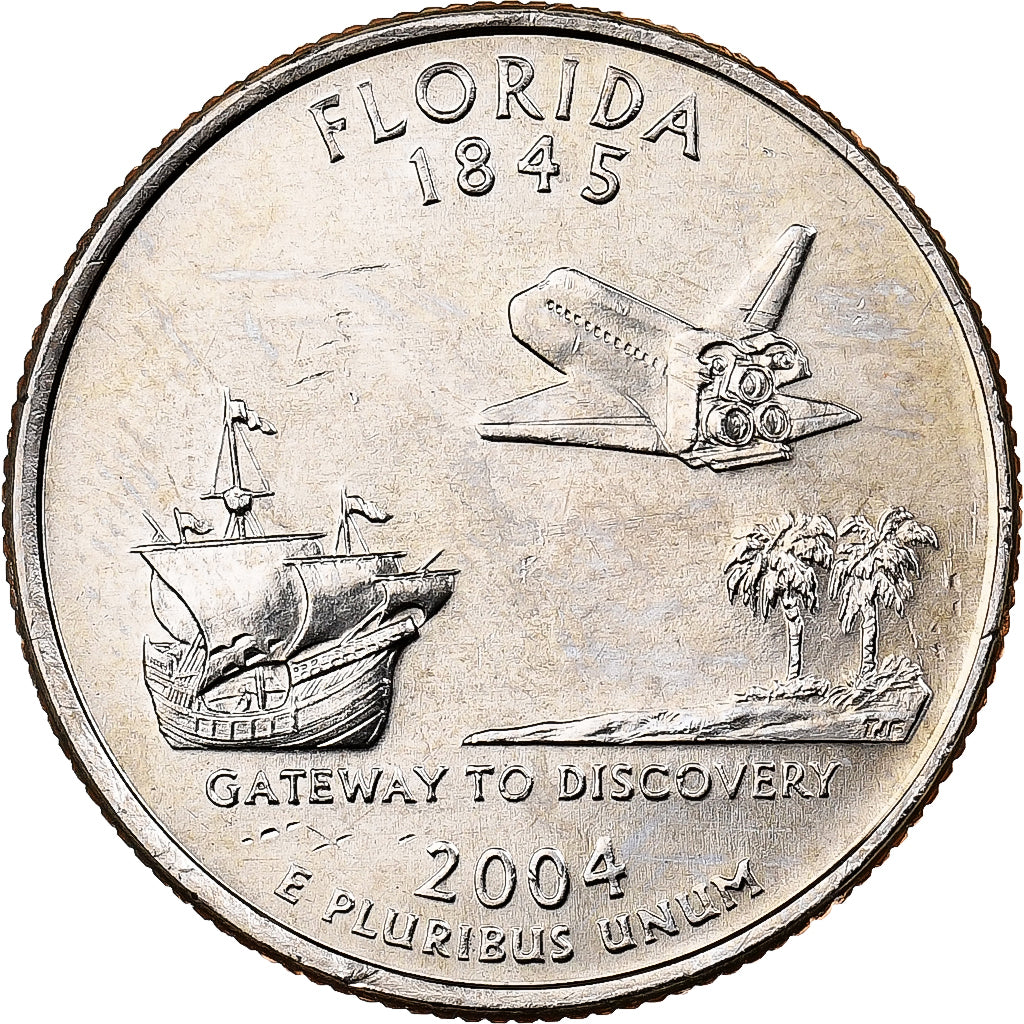 Stati Uniti, Quarter, Quarter Dollar, 2004, U.S. Mint, FLORIDA, Rame ricoperto