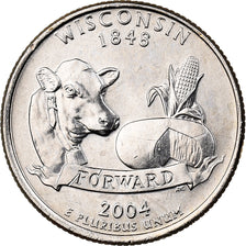 États-Unis, Quarter, Quarter Dollar, 2004, U.S. Mint, Wisconsin 1848