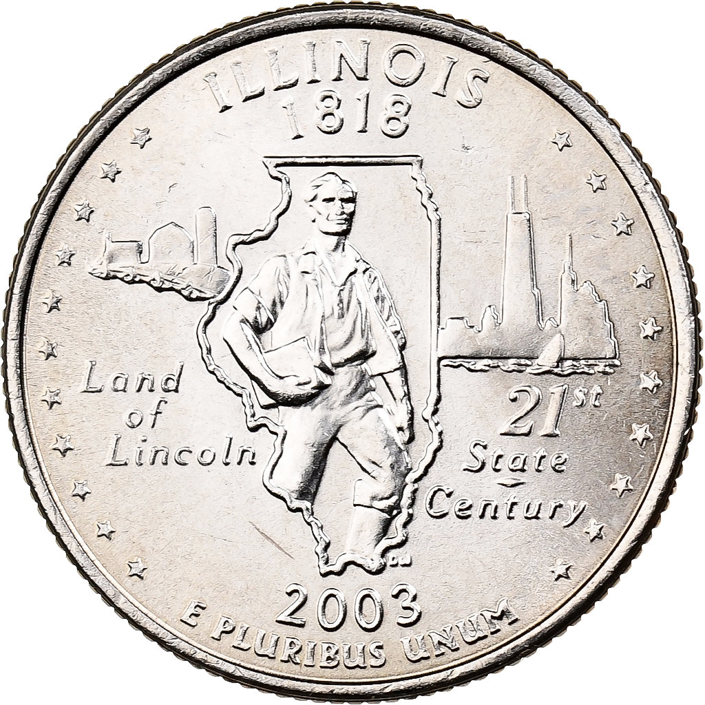 Estados Unidos, Quarter, Quarter Dollar, 2003, U.S. Mint, Illinois 1818, Cobre -