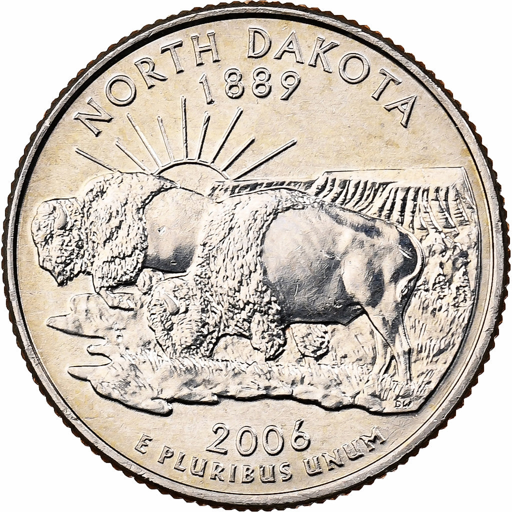 United States, Quarter, Quarter Dollar, 2006, U.S. Mint, North Dakota 1889