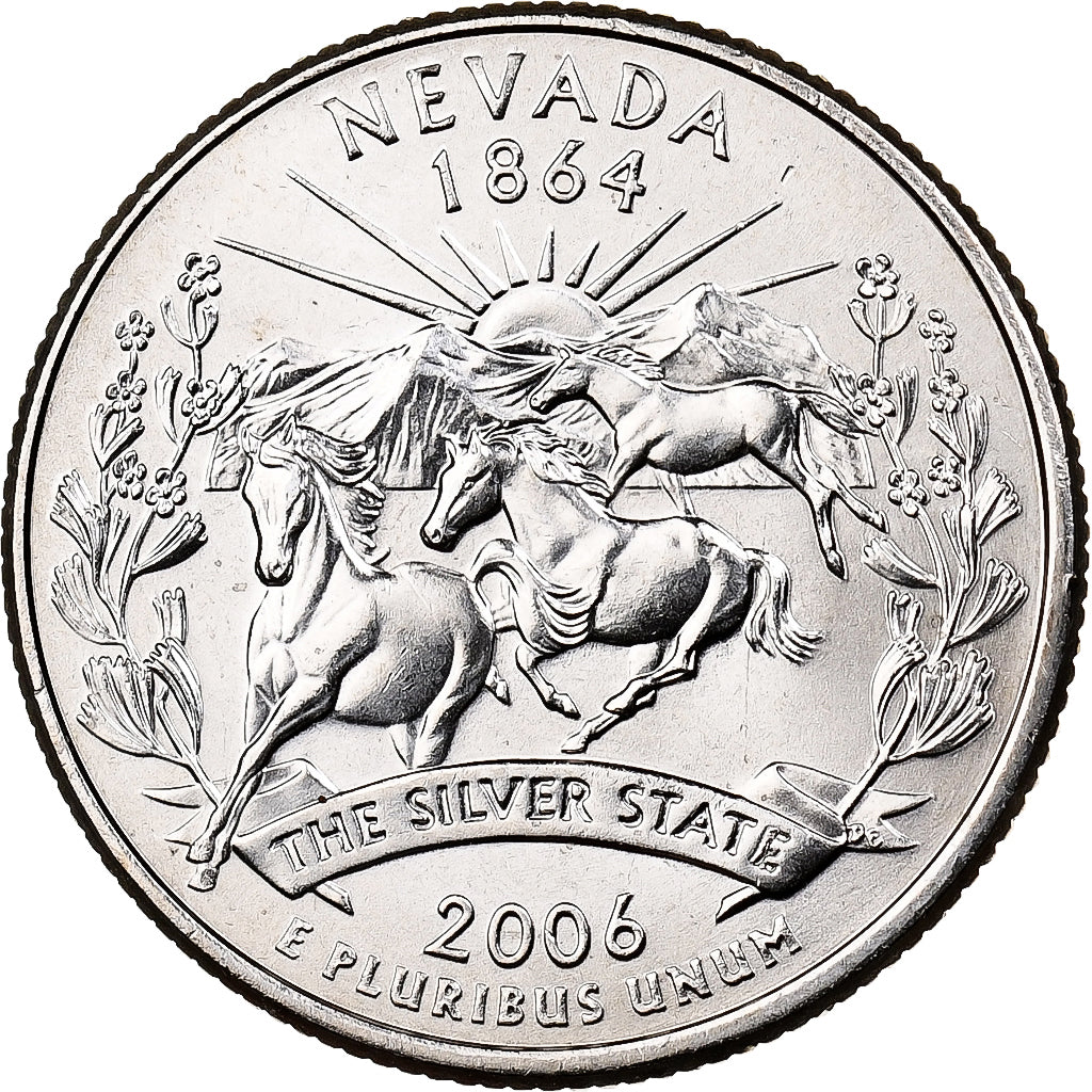 États-Unis, Quarter, 1/4 dollar, 2006, U.S. Mint, Nevada, 1864, Cupronickel