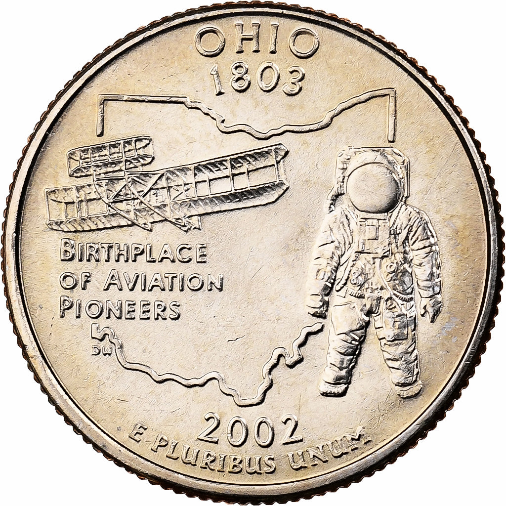 Stati Uniti, Quarter, Quarter Dollar, 2002, U.S. Mint, Ohio 1803, Rame ricoperto